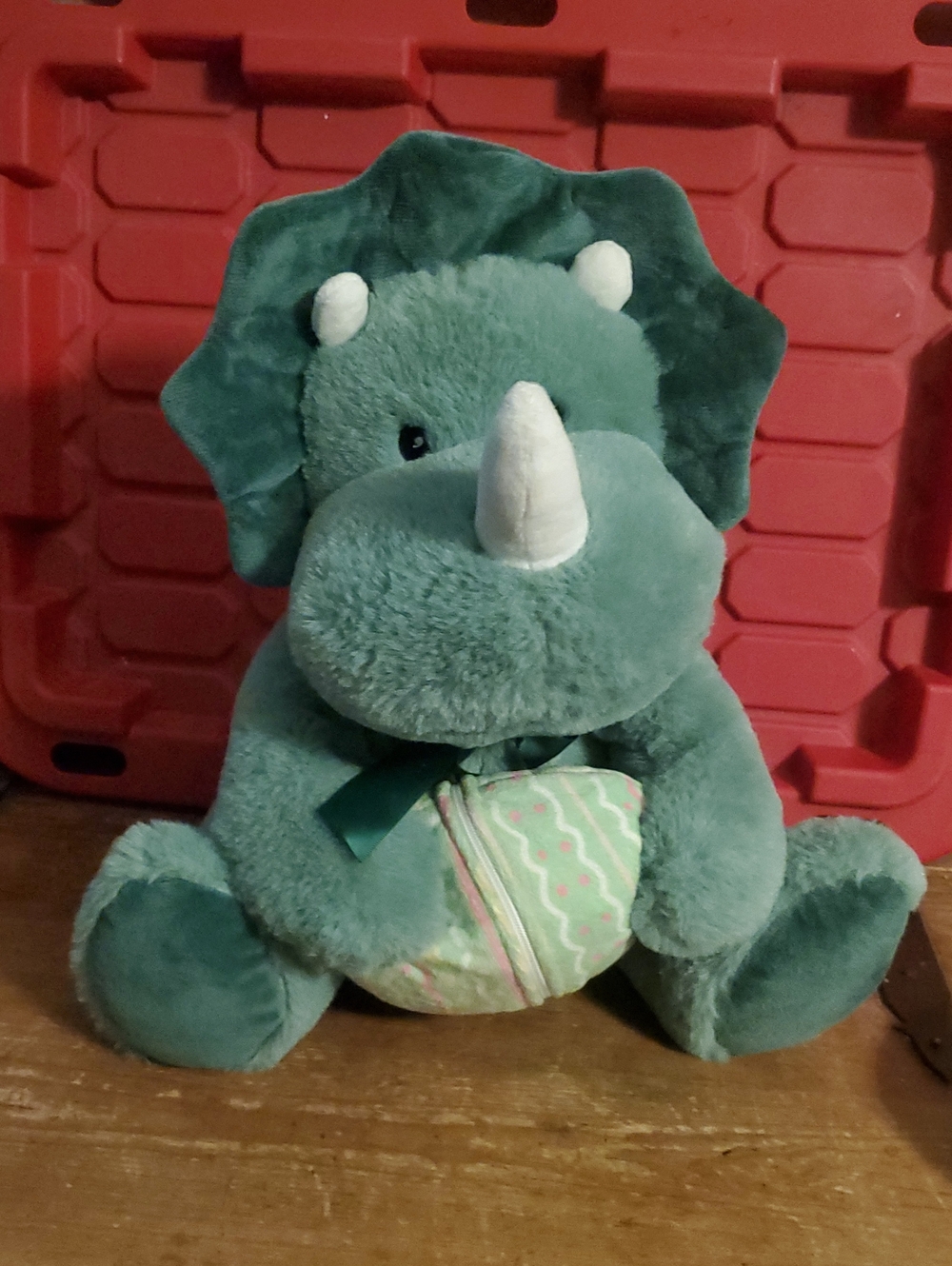Plush Green Triceratops Stuffed Animal - Kid-Friendly Cuddly Dino